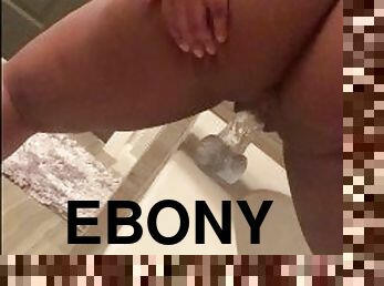 Thick ebony rides dildo until she cums
