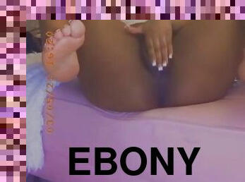 Sexy ebony girl playing with her fat pussy