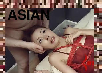 Asian BDSM face fuck teen tied up and dominated