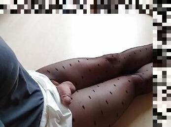 orgasme, collants, ejaculation-sur-le-corps, allemand, ladyboy, ejaculation