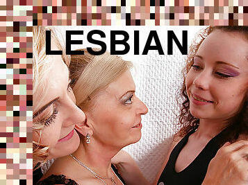 Three Old And Young Lesbians Make Out On The Bed - MatureNL