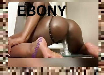 Oily Ebony Babe Rides