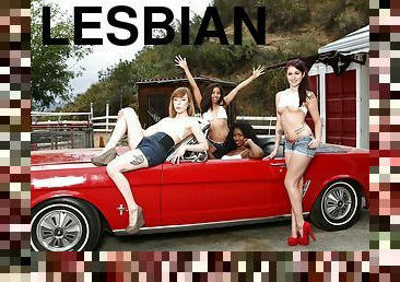 A Road Trip Turns Into Teen Interracial Lesbian Group Sex