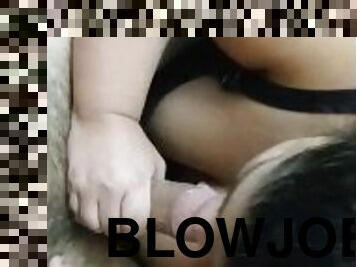 Bbw slut sucking dirty cock after work