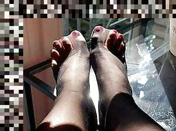 Nylon feet in the sun