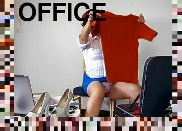oficina, pantis, secretaria, famoso, bragas, lencería, divertido, fetichista, realidad