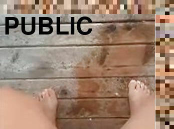 Outside public pee all over deck