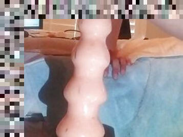 Sissy Riding Nob Dildo making progress