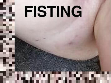 fisting, publik, fitta-pussy, kvinnligt-sprut, amatör, mogen, par, bbw