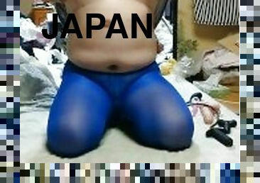 japanese crossdresser MILK  in royal blue tights