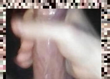 Masturbating with hair tie on dick and balls