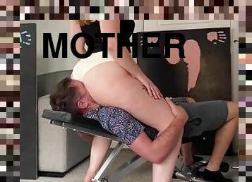 Facesitting smother on workout bench full weight