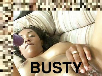 Busty Ebony Milf Fucking Herself With Various Stuff