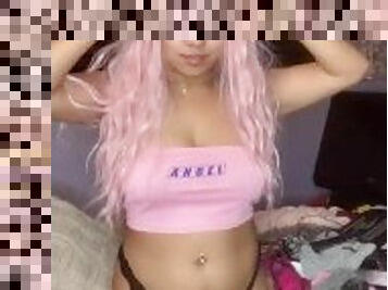 New Cute Asian Bunny With Pink Hair Shows Behind The Scenes Before Shooting Porn Shows Ass In Under