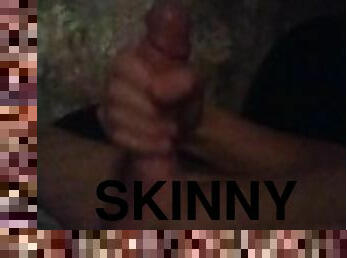 Skinny boy jerking cock