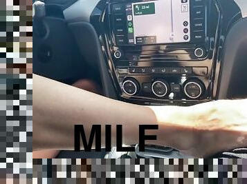 POV MILF foot tease and Handjob while driving
