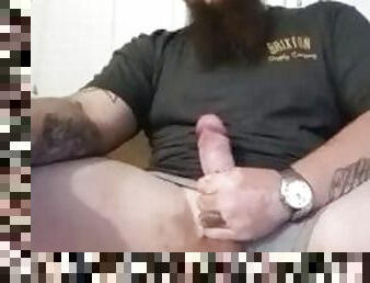 Dad stroking his cock