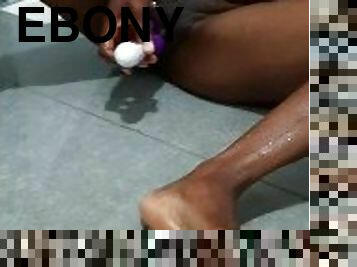 Ebony horny in the shower