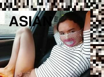 asiático, culo, coche, travesti, dulce, bonita, muñeca, piernas, máscara