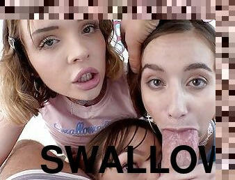 SWALLOWED Face fucking fun with Honey Hayes, Aliya Brynn & Nadia Noja