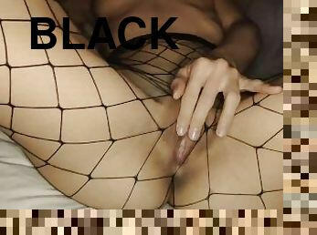 Close Up Masturbating My Wet Pussy in Fishnet Stockings Before First Threesome Dating