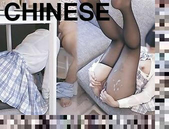 asiatique, cul, orgasme, collants, amateur, fellation, ejaculation-sur-le-corps, ados, collège, chinoise