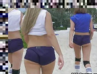 Banging three volleyball girls