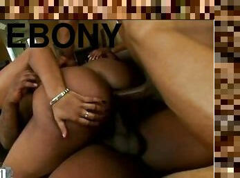 Ebony babe Sydnee Capri 2 big black cocks double penetration