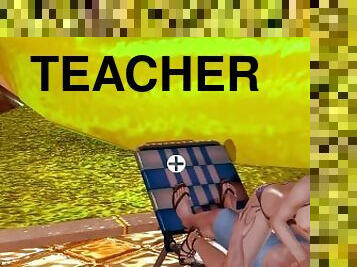 nauczycielka, anal, japońskie, plaża, anime, hentai, 3d