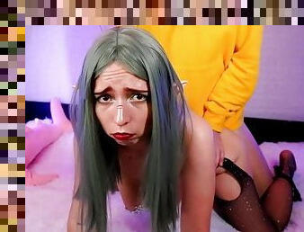 Submissive Petite Elf With Big Titts Enjoys Rough Fuck And Get Cum On Her Face