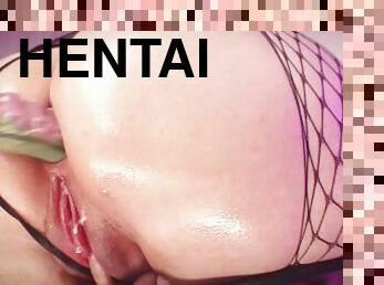 hentai both holes used orgasm wet dripping pussy