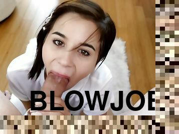 Petite Latina Pov Blowjob And Swallow With Mae White