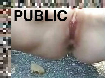 masturbation, publik, fitta-pussy, fru, amatör, milf, fingerknull, slyna, exhibitionist, park