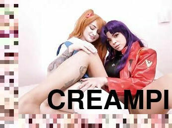 Asuka and Misato want creampie