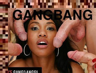 DEVILS GANGBANGS - Hot Ebony Alexis Avery Does Her First GANGBANG With Four Big Cock