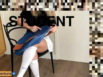 Anal with student in chair - she screams but doesn't stop