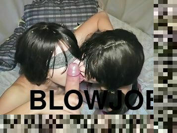 Threesome Cumshot Mouth Compilation, blowjob 2 girls, cum tongue, Sucking After Cumming, Cum Kiss