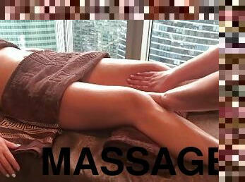 Royal Sultan Massage in 4 Male Hands. Girl turned on from Relaxing Massage