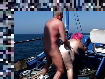 Redhead Bbw Gets Drilled Doggy Style On A Boat