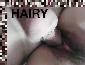 hårete, pussy, kone, cumshot, hjemmelaget, cum, knulling-fucking, brunette