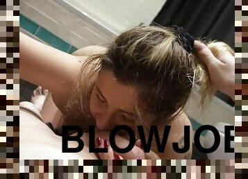 Godlike blowjob from my wife in the bathroom