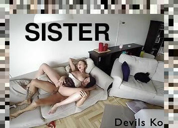 Devils Kos And Marylin Crystal - Step-sister Came Home After School, And Dad Is Not At Home