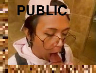 Bisexual boyfriend blowing me in a public bathroom
