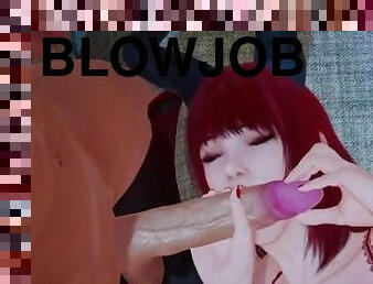A redhead succubus gives a mean Blowjob