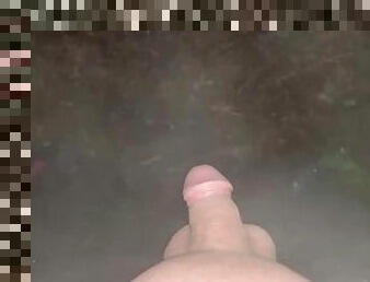 Solo male shaved outdoors pee