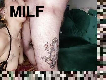 Gagging on my cock makes milf cum so hard