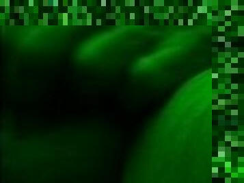 The Hulk playing with his dick and balls ) Solo Masturbation in green light