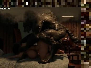 Werewolf hump big girl in apartment room HD by Substar