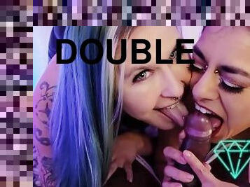 Sexy Alt Girls give POV Tip Focused Double BlowJob