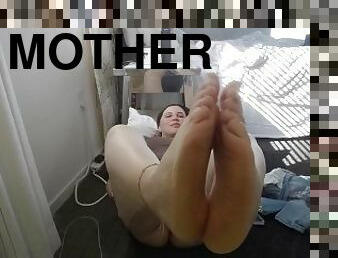 Stepping on a glass window in my bedroom and teasing with my soft soles- foot fetish feet lover